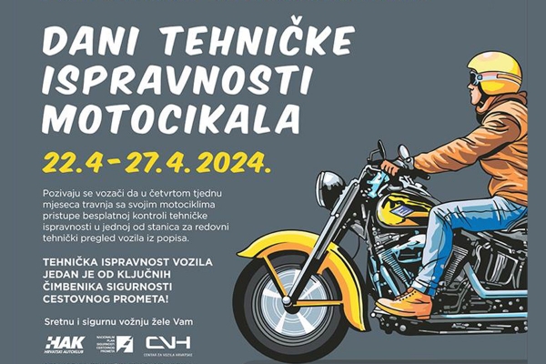 Dani tehničke ispravnosti motocikala, mogućnost besplatnog pregleda u stanicama za tehničke preglede