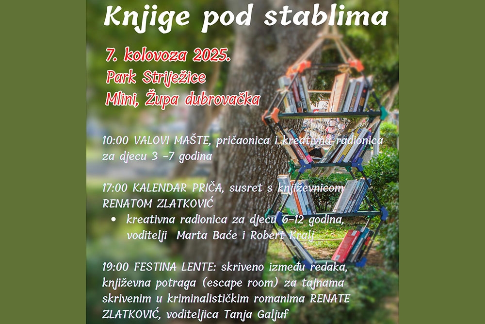 Novi termin za Knjige pod stablima u Parku Striježice, prijave otvorene do 5. kolovoza