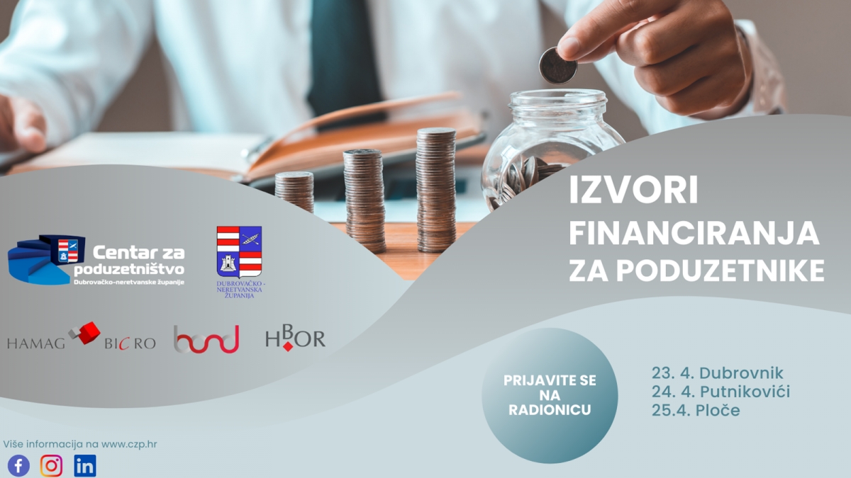 Centar za poduzetni&scaron;tvo poziva na prezentaciju &ldquo;Izvori financiranja za poduzetnike&rdquo;