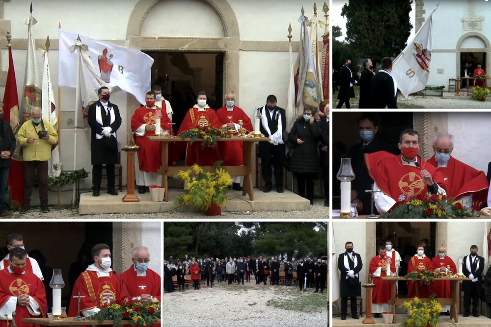 Vjernici predvođeni festanjulima, trombunjerima i gradskim barjacima hodočastili na  Goricu sv. Vlaha