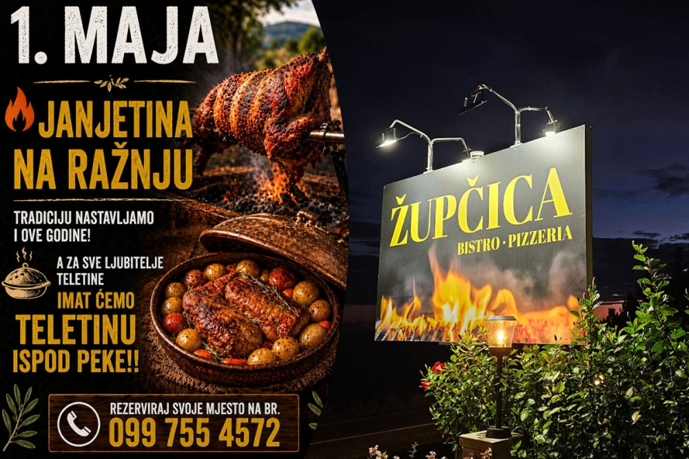 Bistro Pizzeria Župčica poziva na prvomajsko druženje uz janjetinu na ražnju i teletinu ispod peke