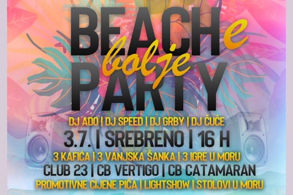 Udruga mladih Ponat i tri kafića organiziraju "Beache bolje party" na plaži u Srebrenom