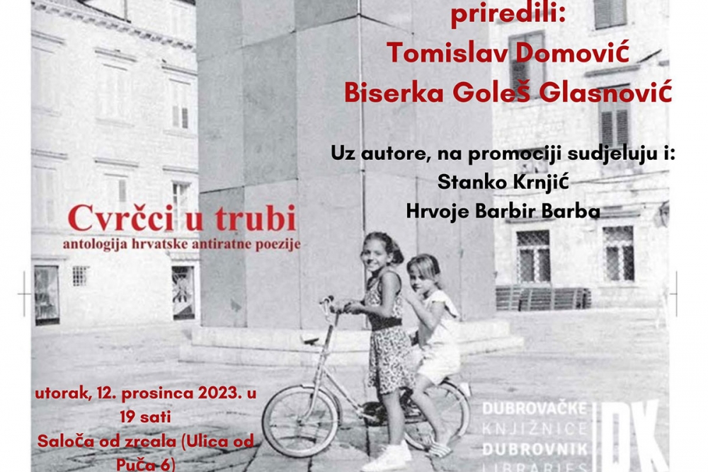 Predstavljanje antologije hrvatske antiratne poezije "Cvrčci u trubi" u Čitaonici Narodne knjižnice Grad