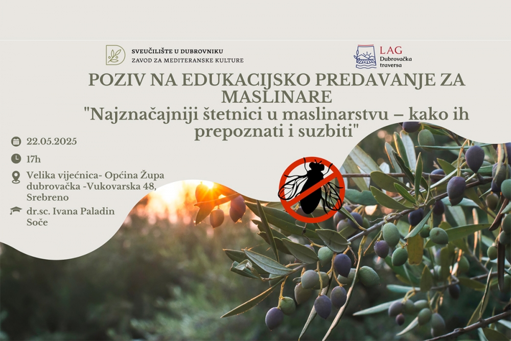 Edukacijsko predavanje; Najznačajniji &scaron;tetnici u maslinarstvu &ndash; kako ih prepoznati i suzbiti