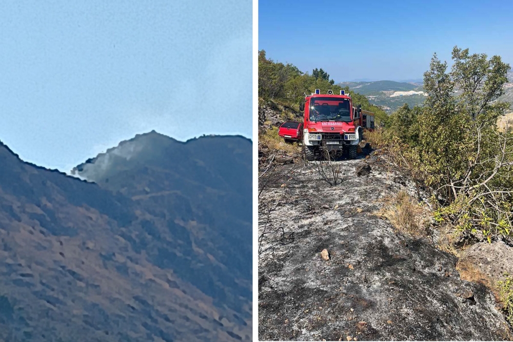 Župski DVD i Dubrovački vatrogasci gasili požar na vrhu Mala&scaron;tice, gorjela trava i nisko raslinje