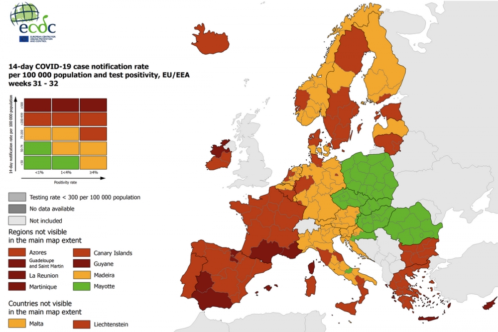 Nema promjena na Covid 19 karti ECDC-a; Hrvatske jadranske županije i Zagreb i dalje u narančastoj zoni