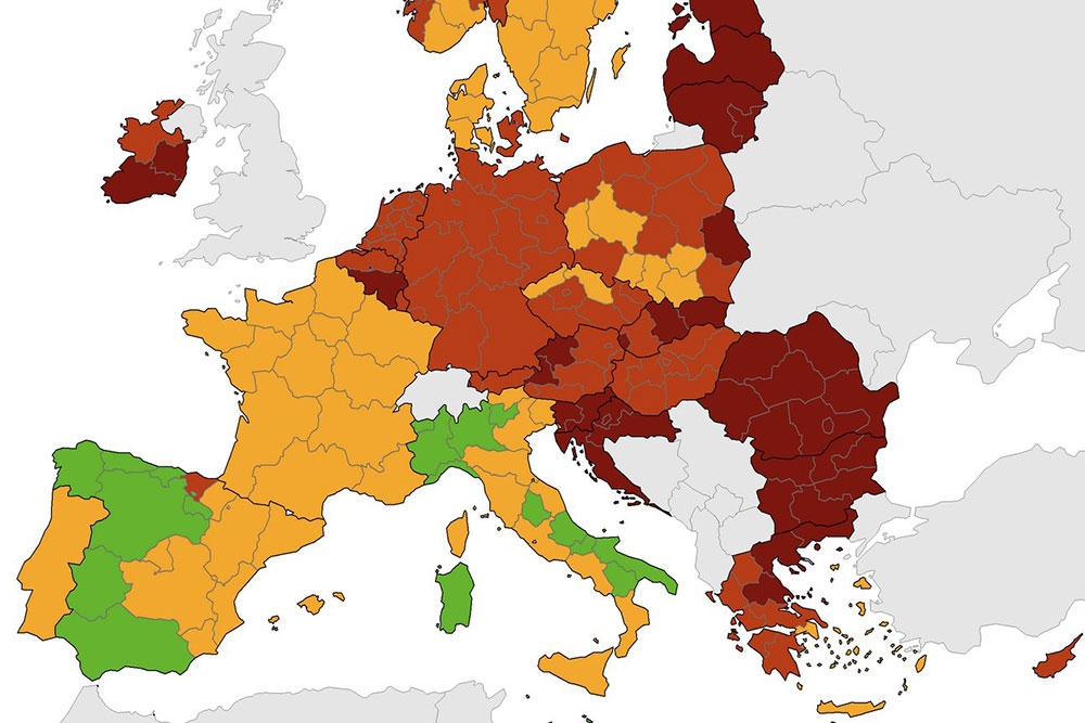 Nova karta Europskog centra za prevenciju i kontrolu bolesti; Cijela Hrvatska u tamnocrvenoj boji