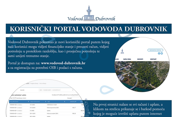 Vodovod pokrenuo novi korisnički portal, pristup svim potrebnim informacijama na jednom mjestu