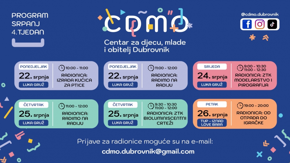 Nove radionice uz besplatne prijave u Centru za djecu, mlade i obitelj Dubrovnik