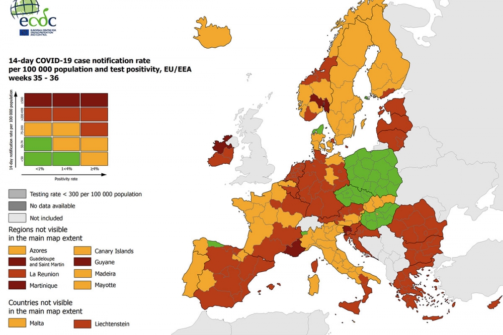 Nova Covid karta ECDC-a; Stanje nepromijenjeno, cijela Hrvatska drugi tjedan zaredom u crvenom