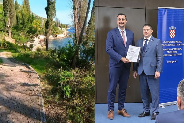 Ministar Butković uručio načelniku  Miloslaviću Sporazum i Ugovor za projekt "Uređenje &scaron;etnice i kupali&scaron;ta Beterina"