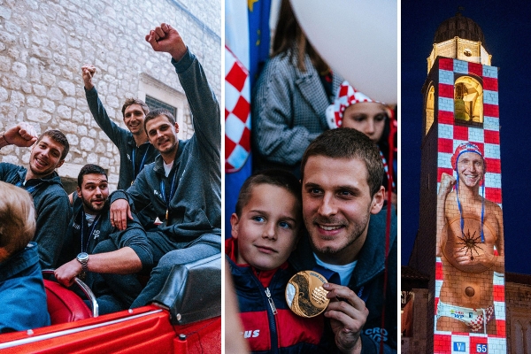 Svečani doček Barakuda, svjetskih vaterpolskih prvaka ispred crkve sv. Vlaha (FOTOGALERIJA)