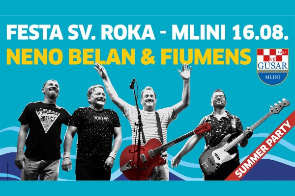 Sutra na plivali&scaron;tu u Mlinima; Festa Svetog Roka zabava uz Nena Belana i Fiumense