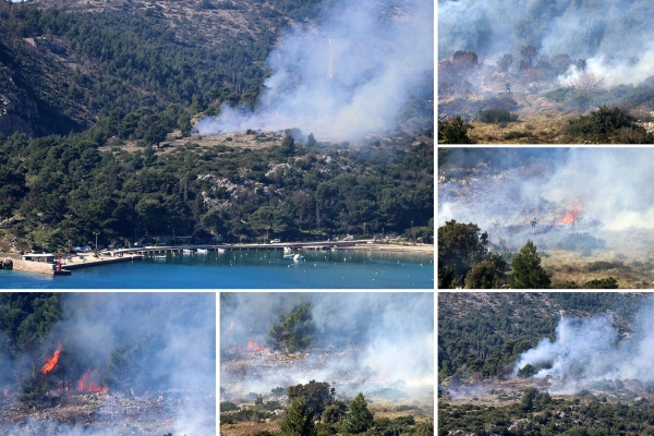 Jutros oko 10 sati izbio požar na Goričini, iznad mula u Srebrenom (FOTO/VIDEO)