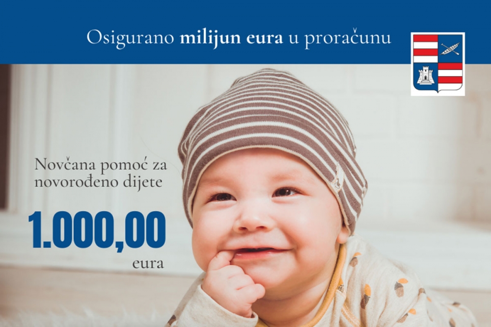 S prvim danom nove 2026. godine županija uvela dar od 1.000 eura za novorođeno dijete