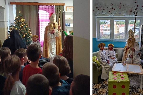 Sveti Nikola obi&scaron;ao učenike u staroj zgradi župske &scaron;kole, Krampus nije do&scaron;ao jer je u izolaciji (FOTO)