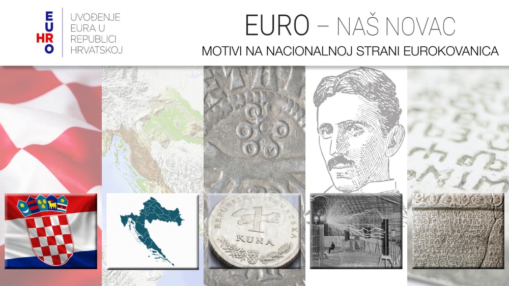 Na kovanicama Eura &scaron;ahovnica, geografska karta Hrvatske i kuna, na Centima Nikola Tesla i motiv glagoljice