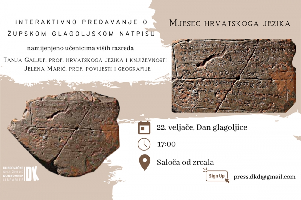 Dan glagoljice u Dubrovačkim knjižnicama; Predavanje posvećeno Župskom glagoljskom natpisu