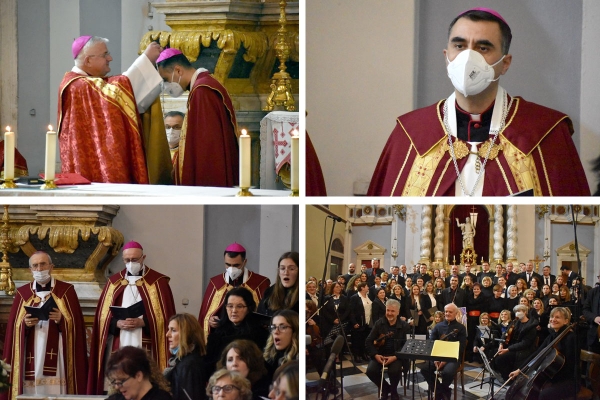 Večernja liturgija uoči biskupskog ređenja: Biskupu Glasnoviću mons. Uzinić darovao prsni križ